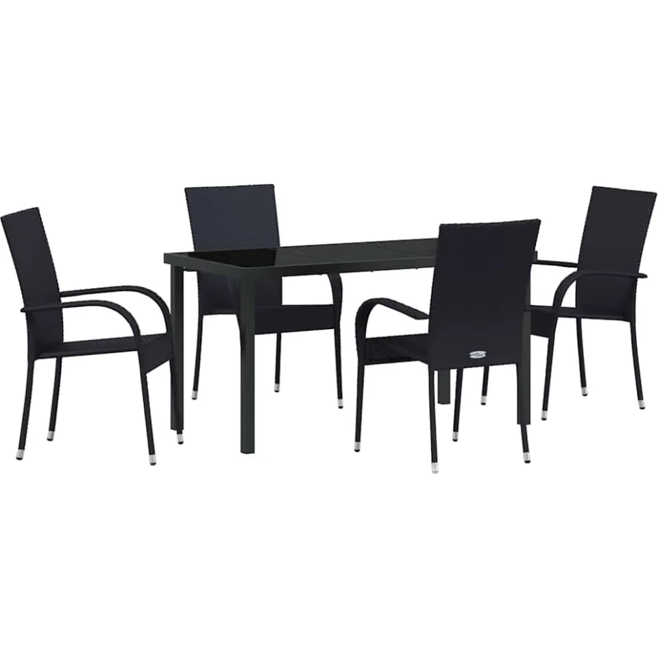 vidaXL Tuin eettafelset 5 st Zwart Gepoedercoat staal