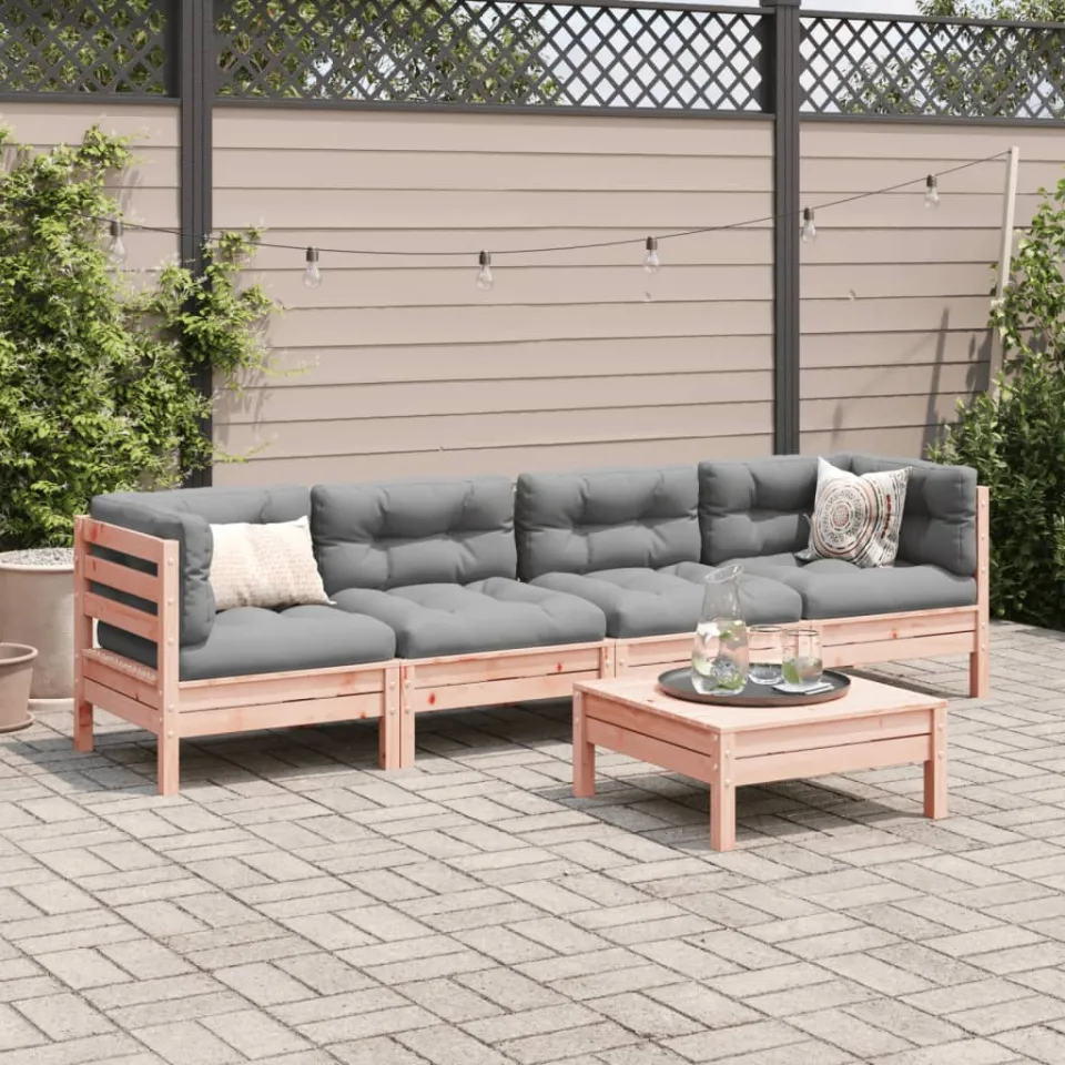 vidaXL 5-delige Loungeset met kussens massief douglas vurenhout bruin, foto 2