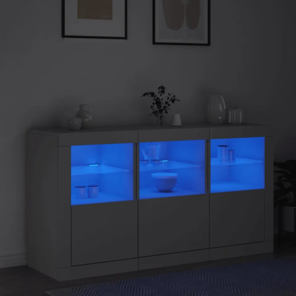 vidaXL Dressoir met LED-verlichting 123x37x67 cm wit, foto 4