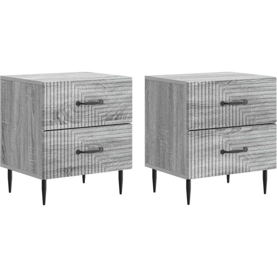 vidaXL Nachtkastje 2 st Grijs sonoma 43 x 34,5 x 47,5 cm Bewerkt hout, foto 3