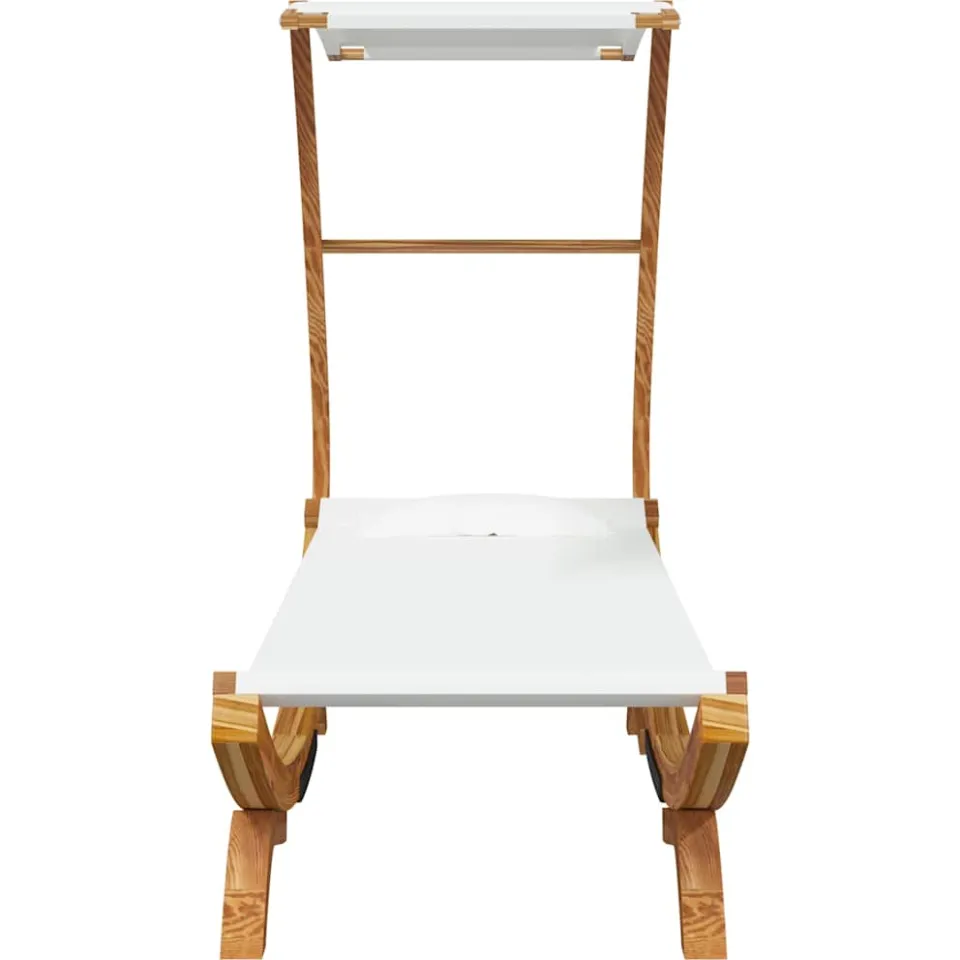 vidaXL Loungebed met luifel 100x190x134 cm massief gebogen hout crème