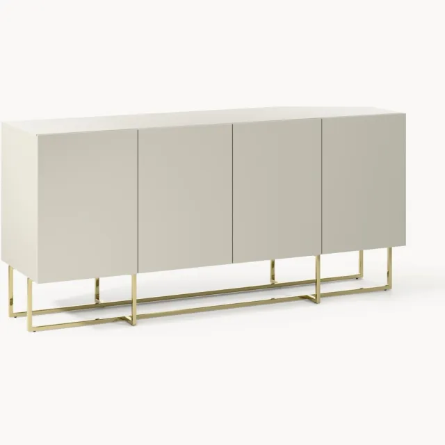 Westwing Collection Houten dressoir Joe Beige, Goudkleurig