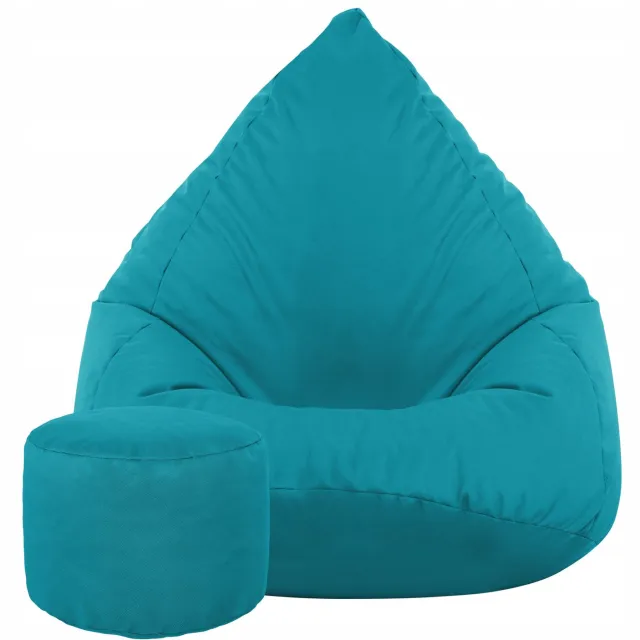 Cronen Sako XL Puf - XL Zitzak voor Binnen & Buiten + Gratis Voetenbank Blauw