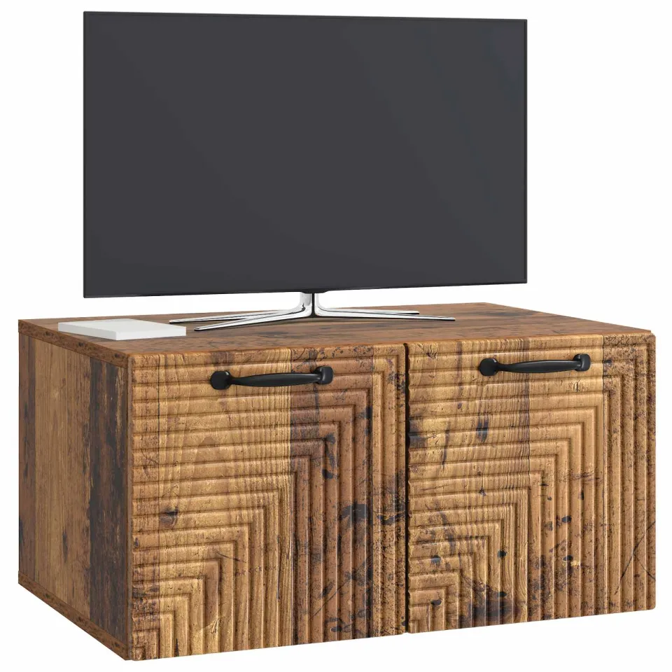vidaXL Wandbeugel TV-kast Oud hout 59,5 x 41 x 30 cm Bewerkt hout Bruin