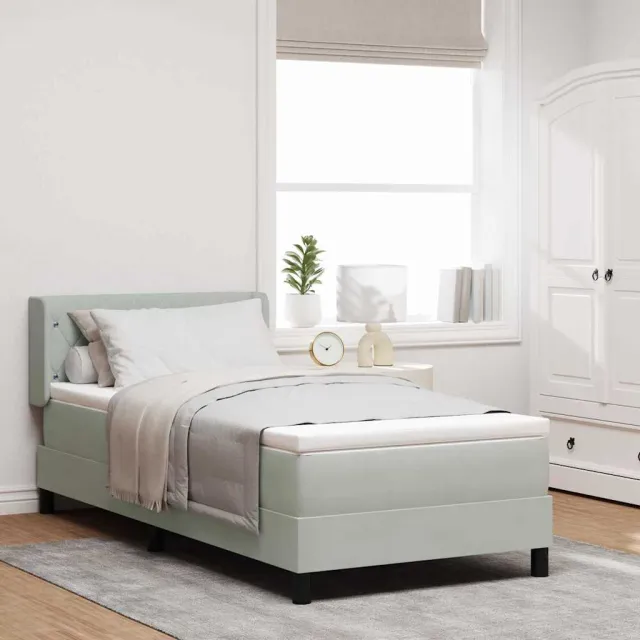 vidaXL Boxspringbed met hoofdeinde Lichtgrijs 190 x 90 cm Fluweel