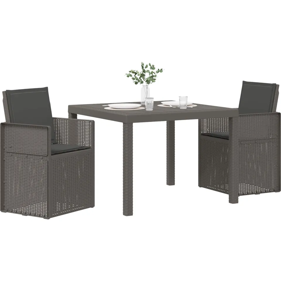 vidaXL Tuin eettafelset 3 st Lichtgrijs en antracietkleurig PP