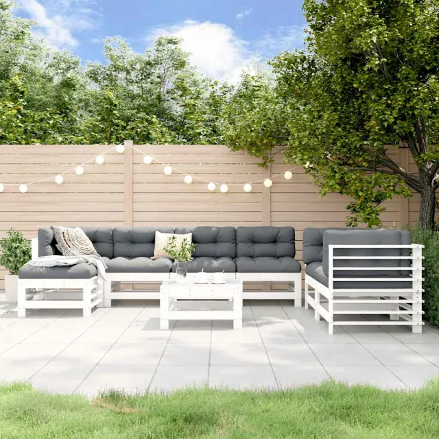 vidaXL 8-delige Loungeset massief grenenhout wit, foto 2