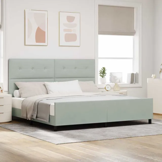 vidaXL Boxspringbed met hoofdeinde Lichtgrijs 200 x 200 cm Fluweel