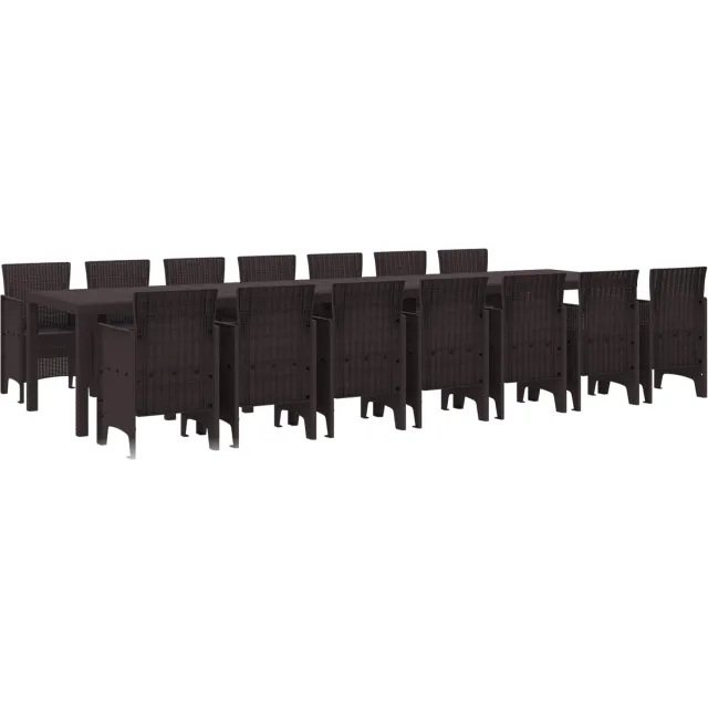 vidaXL Tuin Eettafelset met kussens 15 st Bruin PP