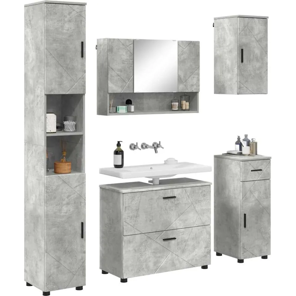 vidaXL Badkamermeubelset 5 st Beton Grijs 35 x 30 x 192 cm