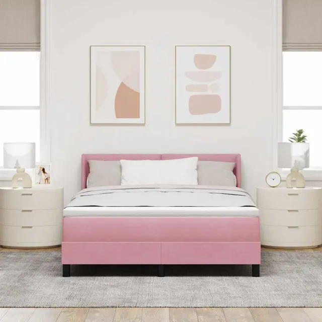 vidaXL Boxspringbed met hoofdeinde Roze 190 x 140 cm Fluweel