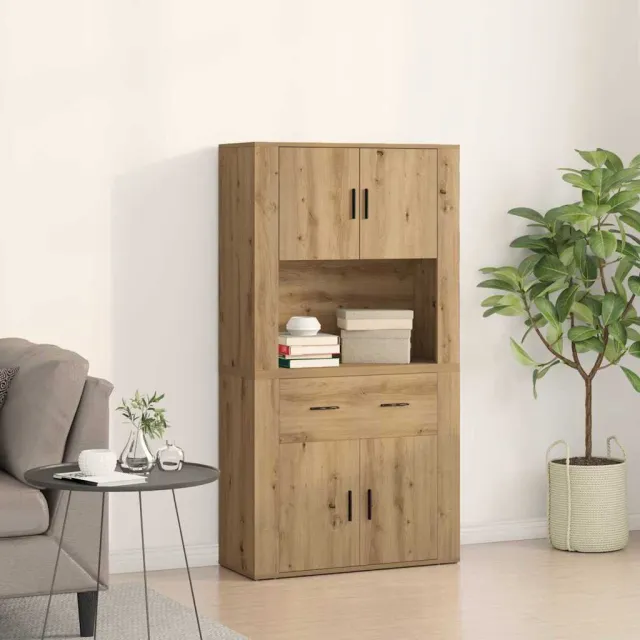 vidaXL Highboard artisanaal eikenkleurig 80 x 33 x 150 cm Bewerkt hout, foto 2