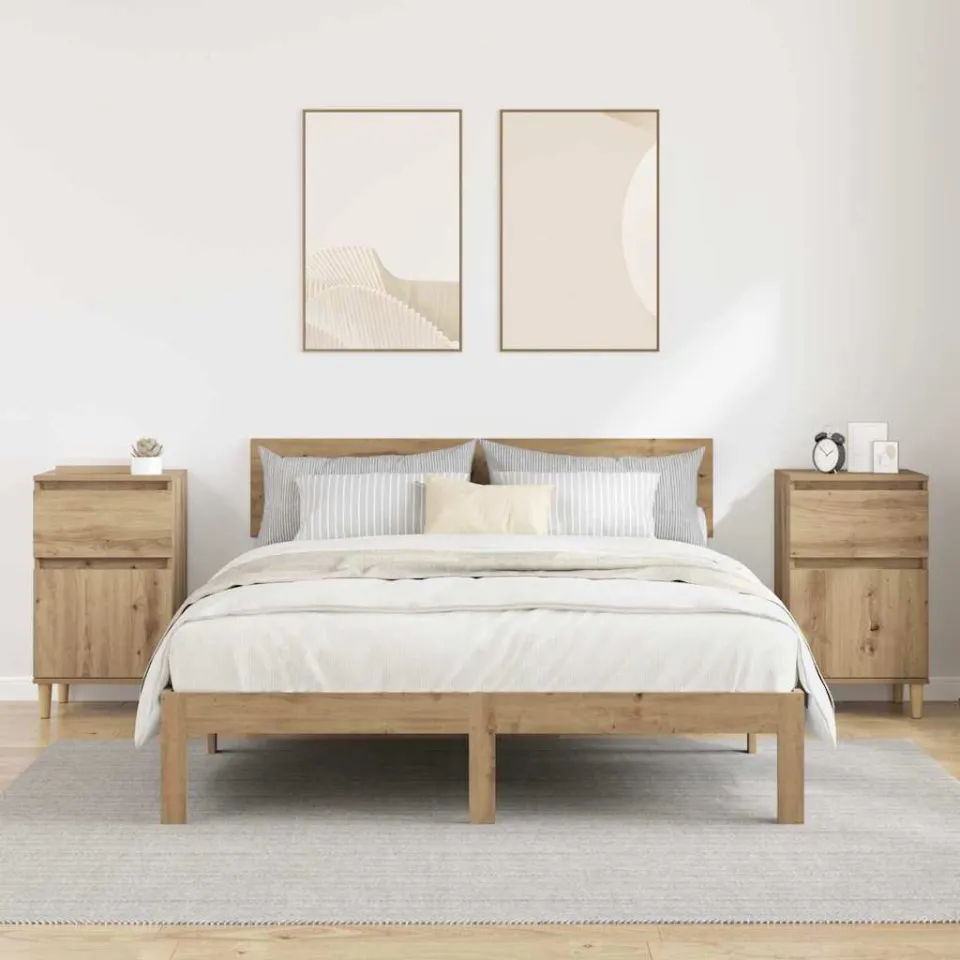 vidaXL Nachtkastje 2 st Artisan Eiken 40 x 35 x 70 cm Bewerkt hout, foto 4