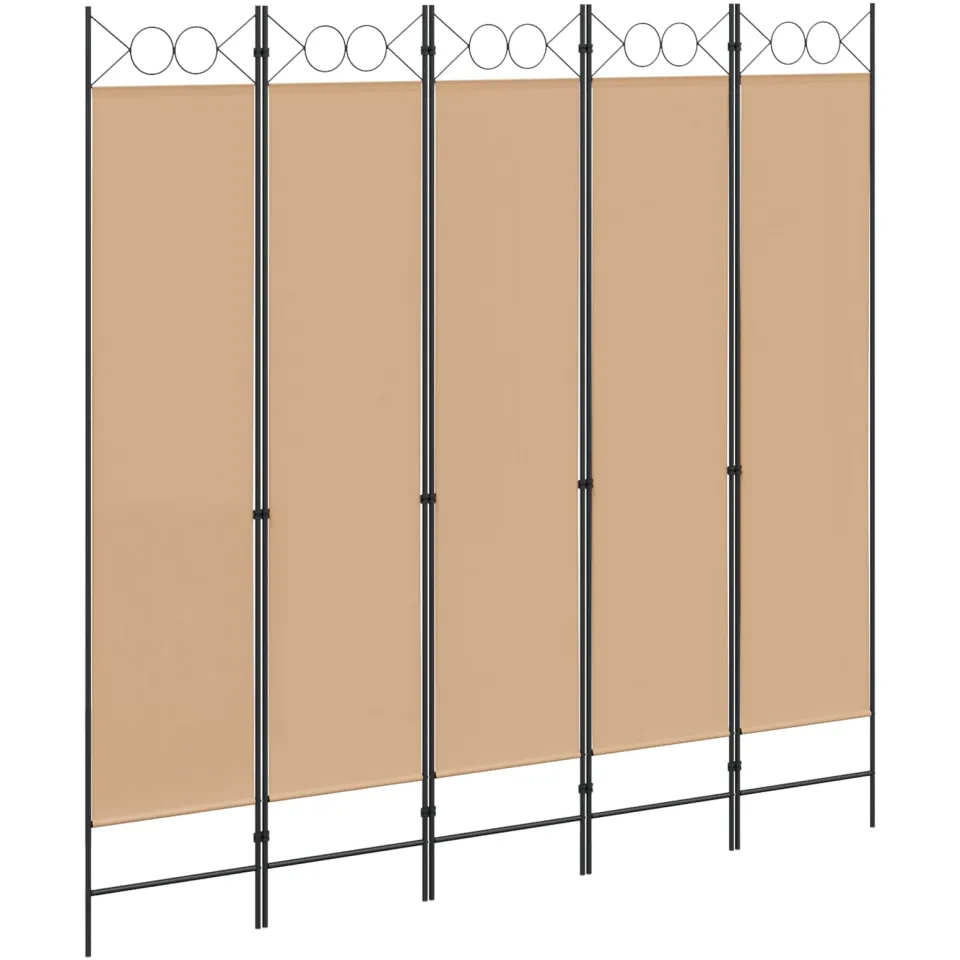 vidaXL 5-Panel Room Divider Beige 200 x 200 cm Stof, foto 3