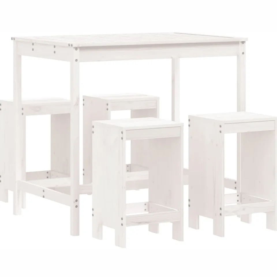 vidaXL 5-delige Barset massief grenenhout wit