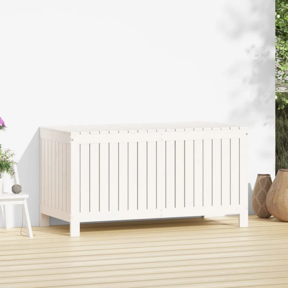 vidaXL Tuinbox 121x55x64 cm massief grenenhout wit, foto 3