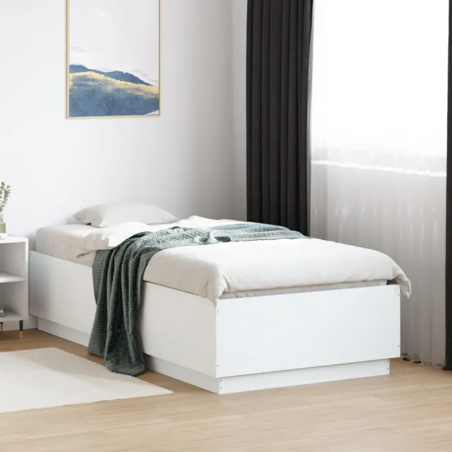 vidaXL Bedframe bewerkt hout wit 75x190 cm