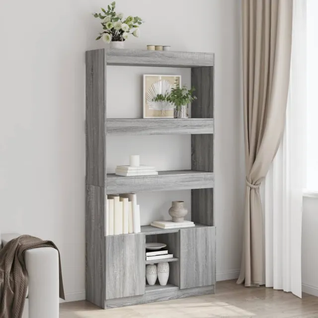 vidaXL Hoge kast 92x33x180 cm bewerkt hout grijs sonoma eikenkleurig, foto 2