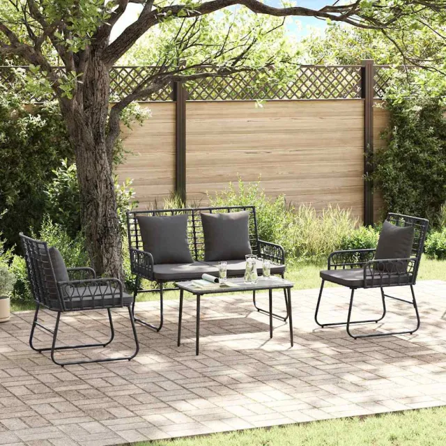 vidaXL Tuin eettafelset 3 st Zwart en Anthraciet poly rattan, foto 2