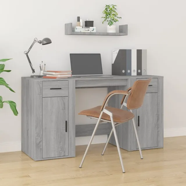 vidaXL Bureau met kast bewerkt hout grijs sonoma eikenkleurig, foto 2