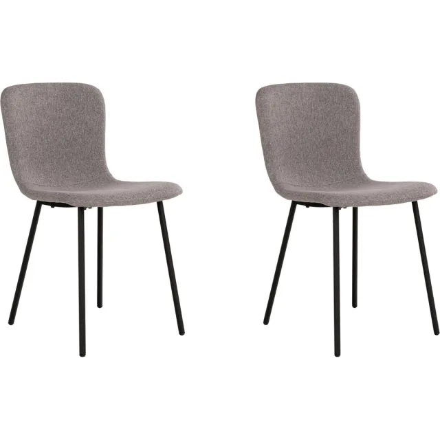 QUVIO Grijze eetkamerstoelen Logan - Eetkamerstoel - Eetstoel grijs - Eetkamer stoelen - Polyester - Staal - Lichtgrijs - Set van 2