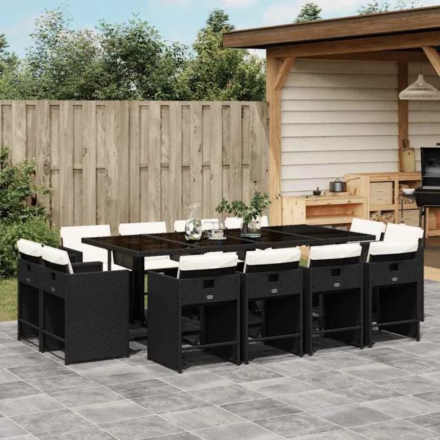 vidaXL 13-delige Tuinset met kussens poly rattan zwart, foto 2