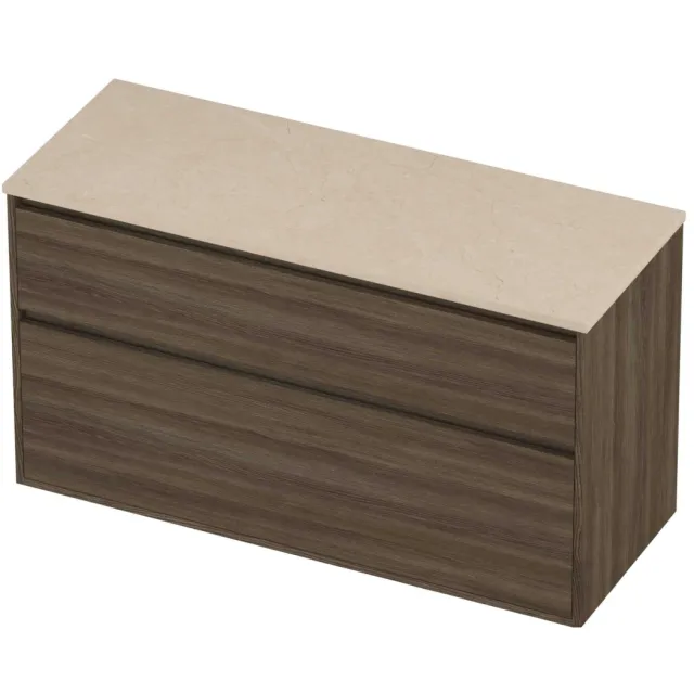 Proline Deck Badmeubelset Hardsteen Greeploos 2 Laden 120x46x67 cm Sand Stone Vital Oak Eiken