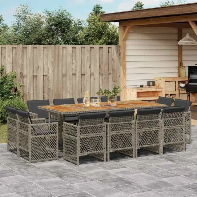 vidaXL 13-delige Tuinset met kussens poly rattan grijs, foto 2