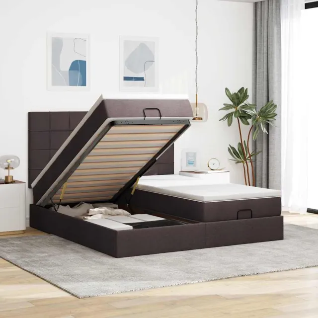 vidaXL Ottoman bed met matrassen 180x200cm stof donkerbruin bruin
