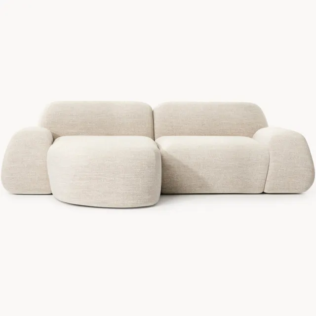 Westwing Collection Modulaire bouclé hoekbank Wolke (3-zits) beige
