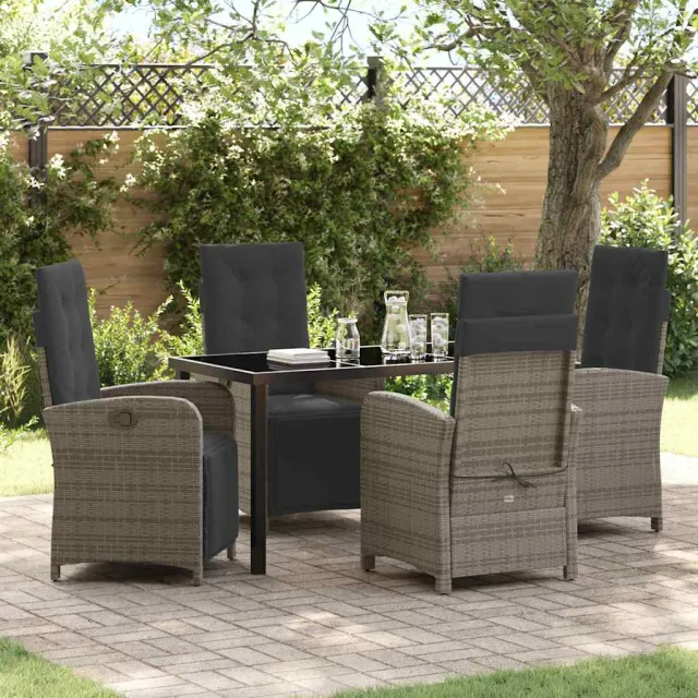 vidaXL Tuin eettafelset 5 st Grijs poly rattan