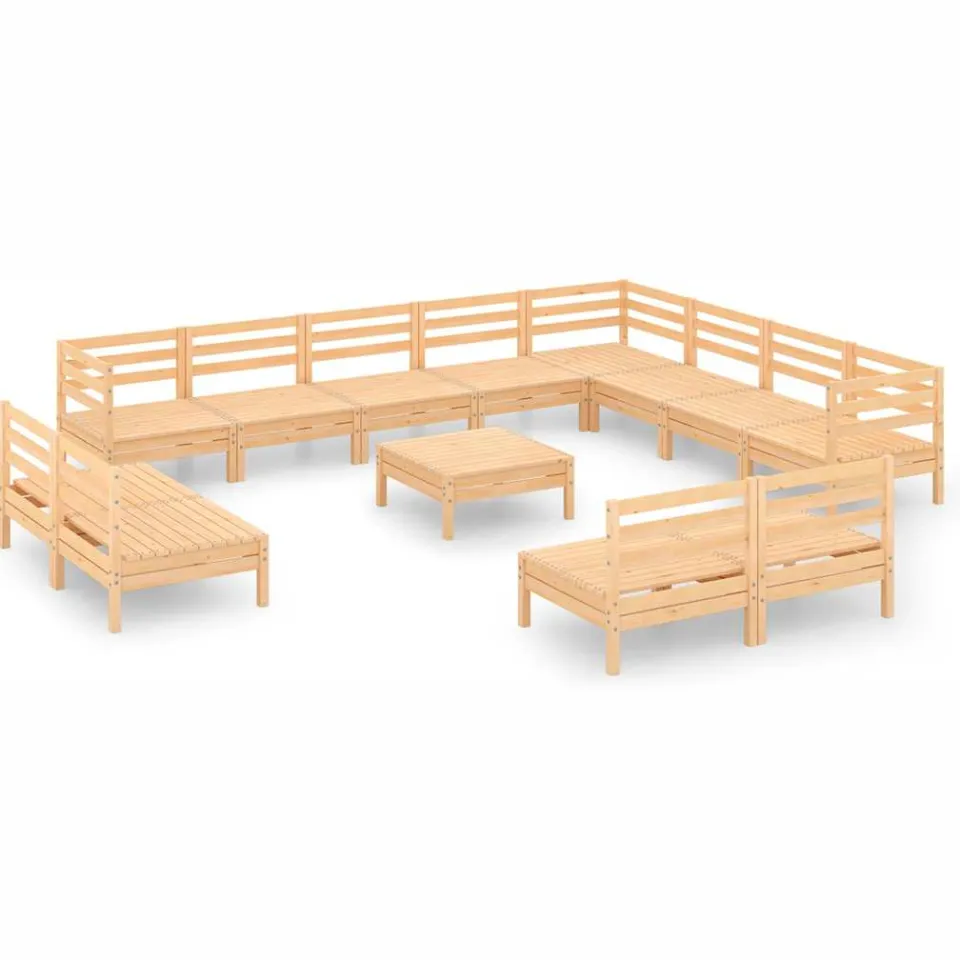 vidaXL 13-delige Loungeset massief grenenhout Bruin