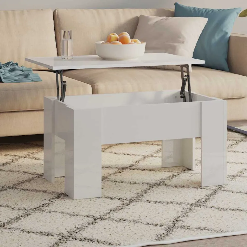 vidaXL Salontafel 79x49x41 cm bewerkt hout hoogglans wit, foto 4