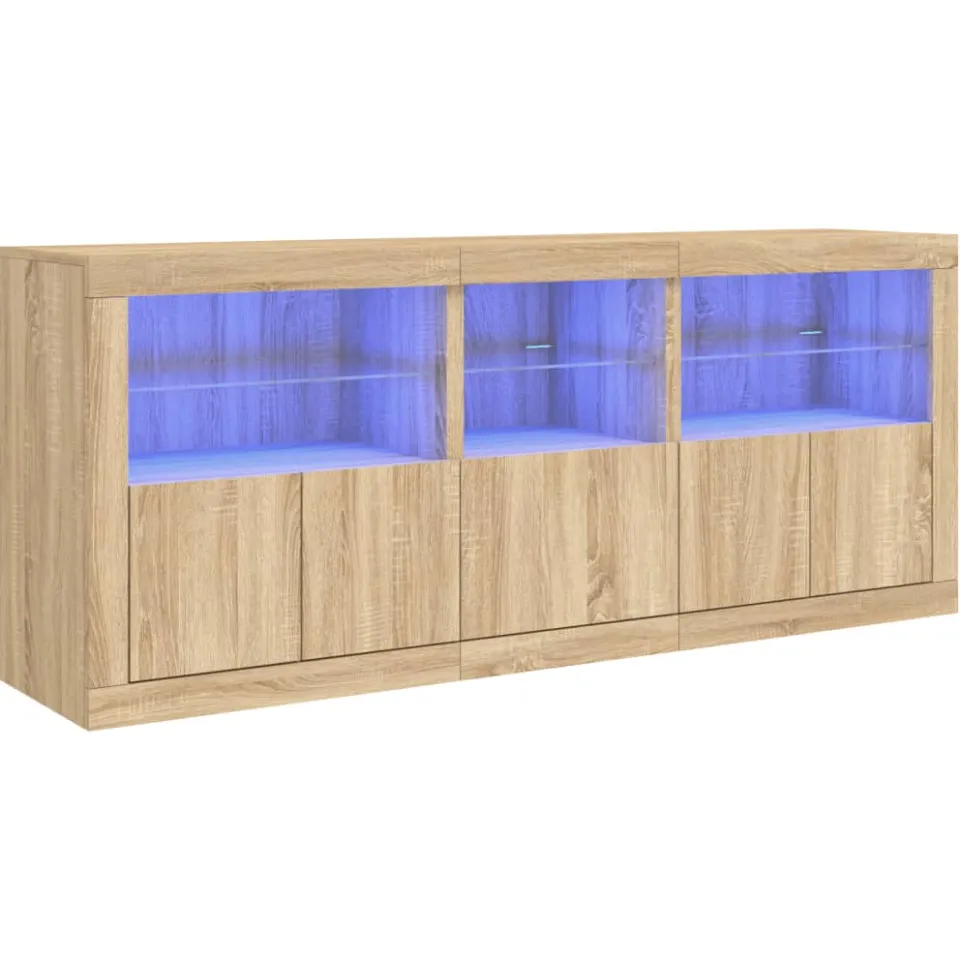 vidaXL Dressoir met LED-verlichting 162x37x67 cm sonoma eikenkleurig Bruin