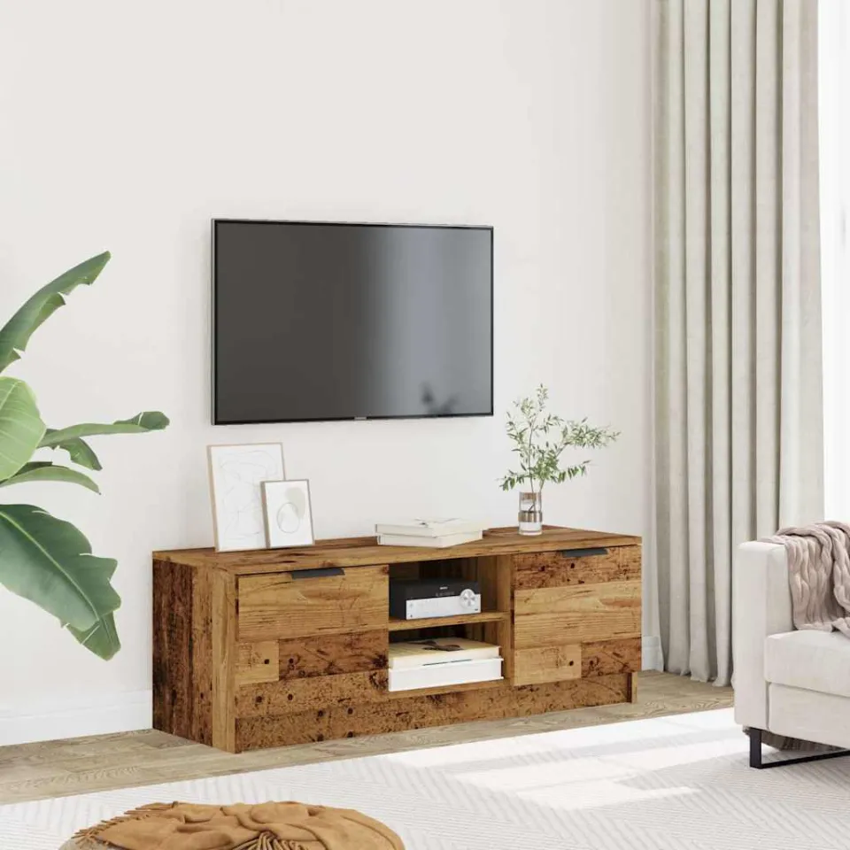 vidaXL Tv-meubel 102x35x36,5 cm bewerkt hout oud houtkleurig bruin, foto 2
