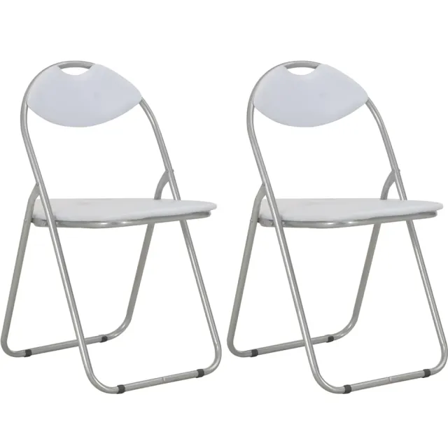 vidaXL Opklapbare stoelen, 2 stuks, wit kunstleer