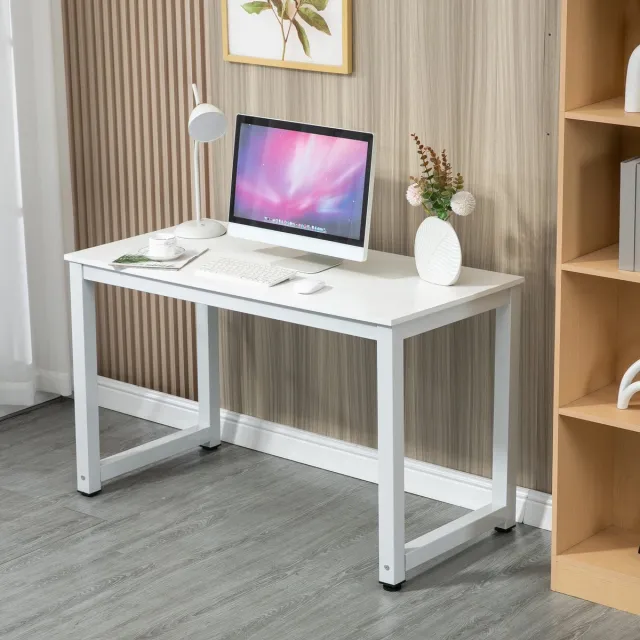 COVREO Bureau 120 x 60 x 74 cm wit, MDF met metalen frame, vaste hoogte