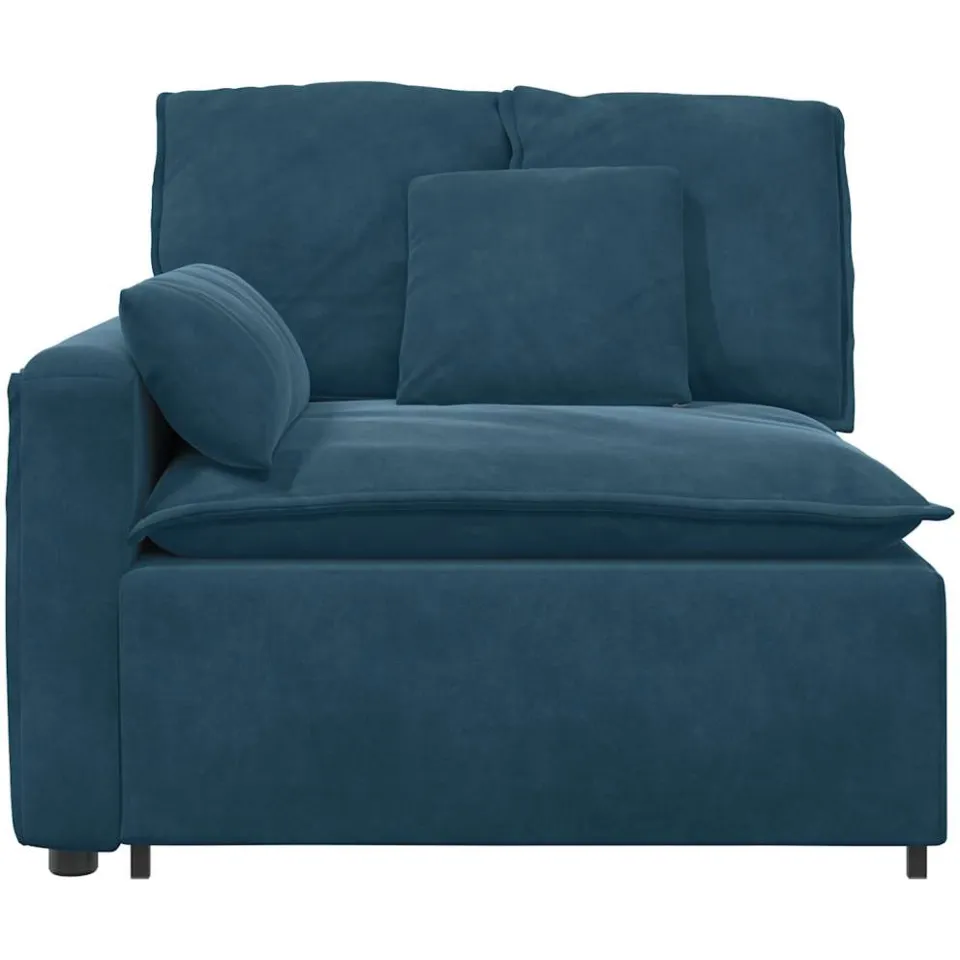 vidaXL Modulaire bank Armleuning eindmodule met kussens 100 cm blauw