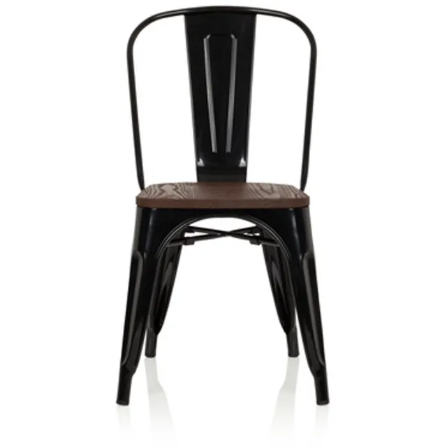 hjh office Stoel VANTAGGIO COMFORT W metallic zwart / zitting van echt hout hjh OFFICE