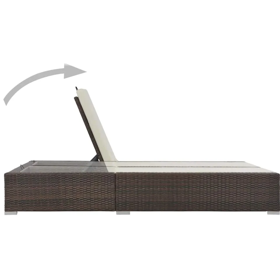 vidaXL Ligbed tweepersoons poly rattan bruin, foto 3
