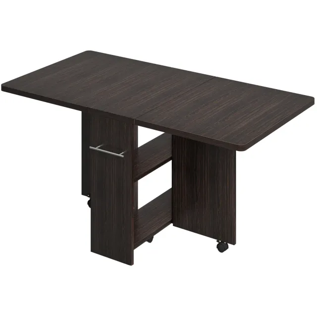 Vurnomi Eettafel - Inklapbare tafel - Uitschuifbare eettafel - Tafel op wielen - 4 tot 6 personen - Ruimtebesparend - Donkerbruin