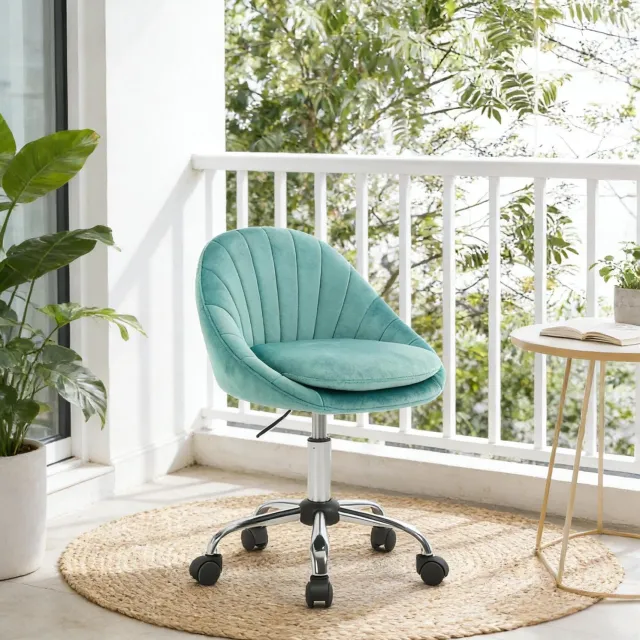 CHICFURN Bureaustoel - Hoogte verstelbaar - Zonder armleuningen - Turquoise
