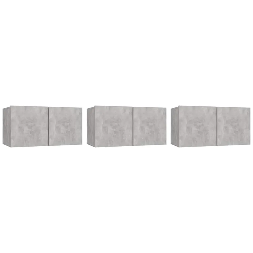 vidaXL Tv-hangmeubelen 3 st 60x30x30 cm betongrijs grijs, foto 3