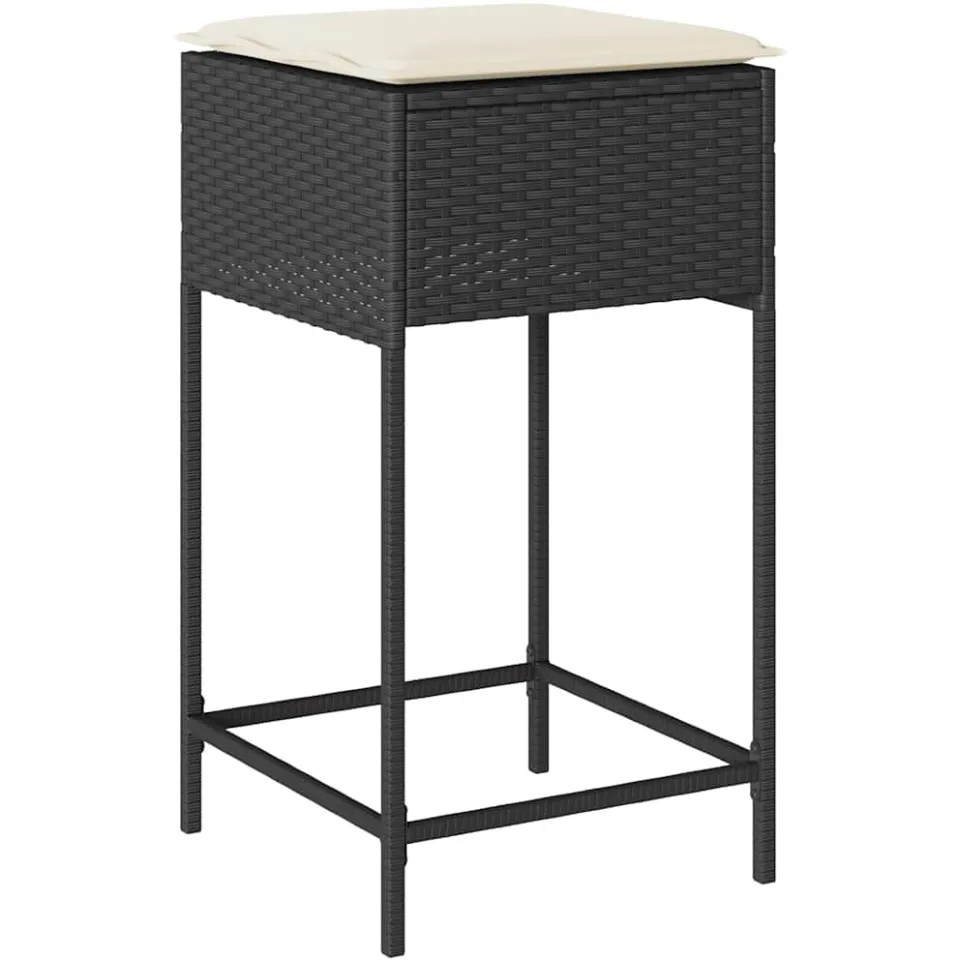 vidaXL 3-delige Tuinbarset met kussens poly rattan zwart, foto 4