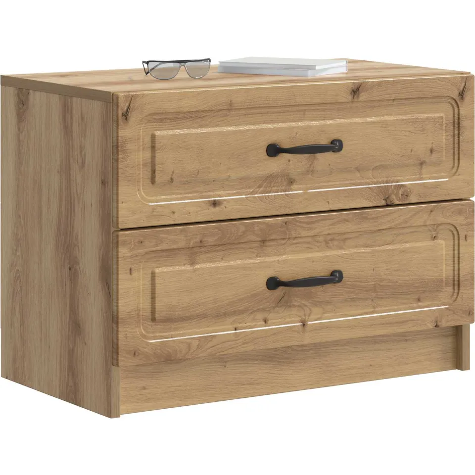 vidaXL Nachtkastje Artisanaal eiken 62 x 34,5 x 44,5 cm Bewerkt hout