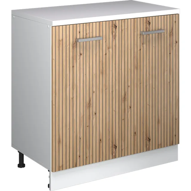 Vicco Keukenkast voor schuine wand R-Line, Artisanaal eiken, 80 cm zonder schuine kant met 2 deuren Artisanaal eiken/Wit