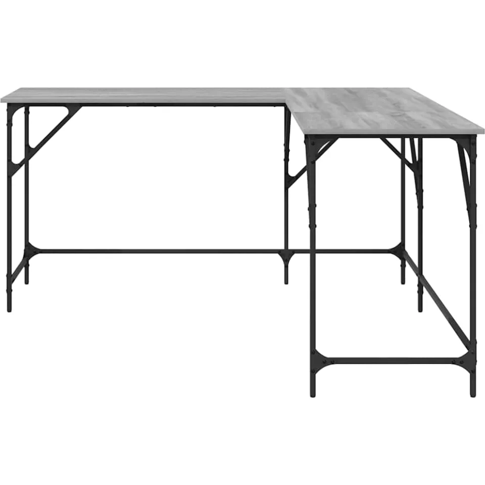 vidaXL Bureau 149x149x75 cm bewerkt hout grijs sonoma eikenkleurig, foto 3