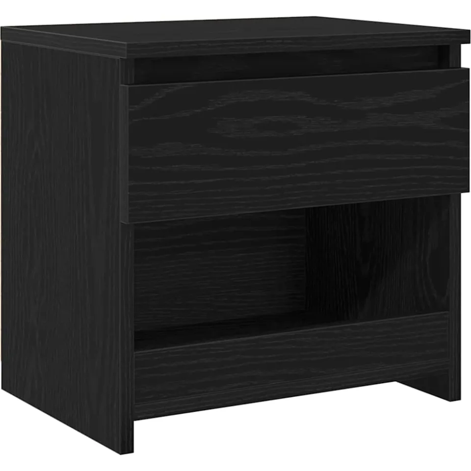 vidaXL Nachtkastje Zwart Eiken 40 x 30 x 39 cm Bewerkt hout, foto 3