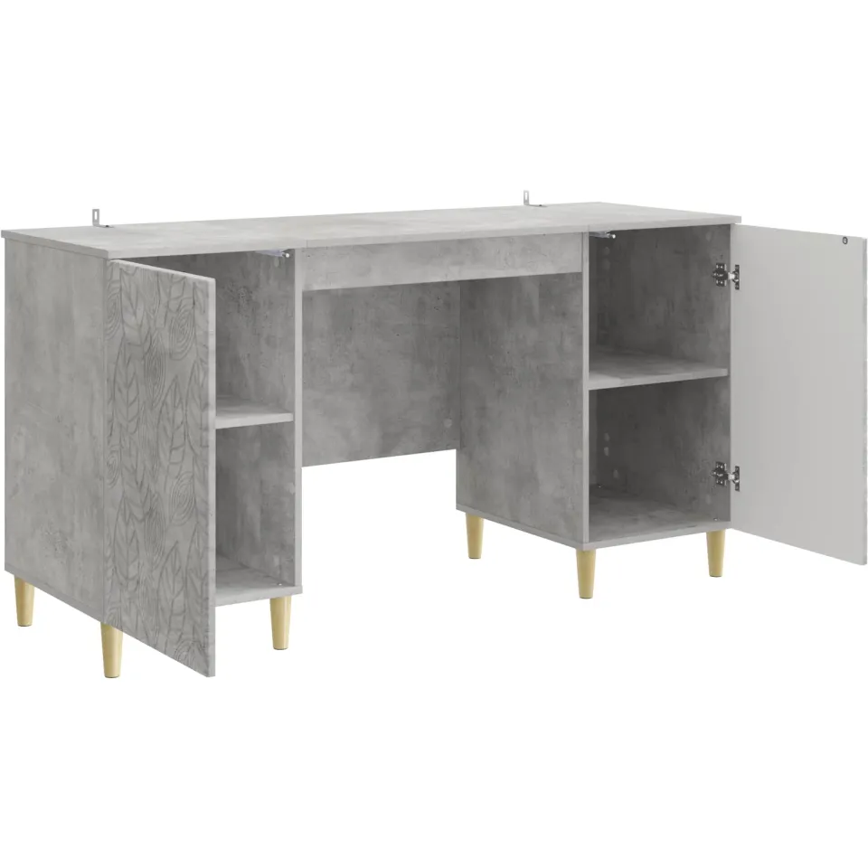 vidaXL Bureau Betongrijs 142,5 x 50 x 75 cm Bewerkt hout