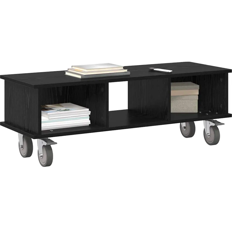 vidaXL TV-standaard 100 x 35 x 35 cm Zwart Eiken Bewerkt hout
